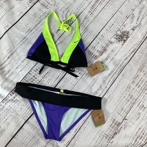 356. Nike Color Block Halter Bikini NWT Size L/XL 